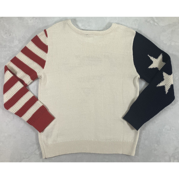 Superman Sweater Adult SZ Medium White Red Blue Knit Preppy America Mad Engine - Picture 3 of 11